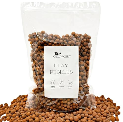 Growcery Premium Clay Pebbles For Plants: Multipurpose Growing Medium for Gardens, Hydroponics, and Green Roofs, Pots Drainage, Orchids, Terrariums, Water Beads (1L)