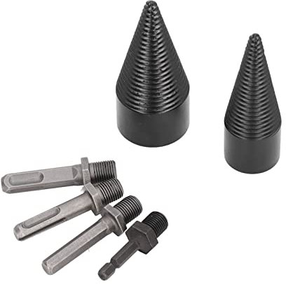 Set di Punte per Coclea Trapano 20×15×5 6 Pezzi Punta per Spaccalegna 32mm 42mm Punta Staccabile per Cono di Spaccatura per Carichi Pesanti con 4 Maniglie per Trapano per Legna