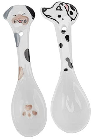 BUGUUYO 2pcs Pet Measuring Spoon Ceramic Spoons for Dog Pet Feeding Supplies Household Measuring Scoop Random Style