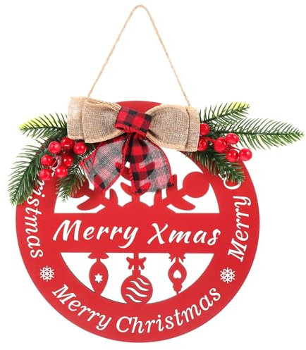 PRETYZOOM Tür Holz Weihnachten Ornament Rot Holz Hängen Zeichen Weihnachten Dekorationen Santa Claus Party Tür Zeichen