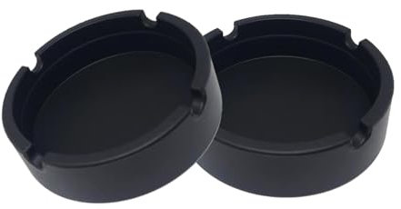 FUZVOL 2 Pcs Silicone Ashtrays,Black RoundHeat Resistant Home Office Decoration Ashtrays,Unbreakable & Easy to Clean Ash tray for Indoor or Outdoor