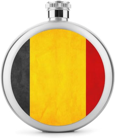 Flacon De Hanche En Acier Inoxydable Belgique Drapeau Flasque À Alcool Bouteille De Whisky De Poche Pour Vodka Rum 9x9cm