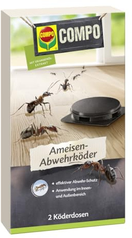 COMPO Ameisen-Abwehrköder mit Orangenölextrakt, 2 STK., Doppelpack | Vergrämungsmittel gegen gängige Ameisenarten, Köderdose für Innen und überdachte Außenbereiche des Hauses
