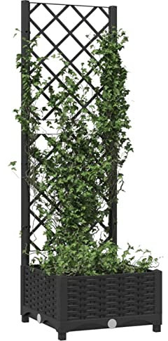 Pot de fleurs de jardin avec treillis blanc pour plantes grimpantes, pot de fleurs d'extérieur 40 x 40 x 121,5 cm, matériau PP