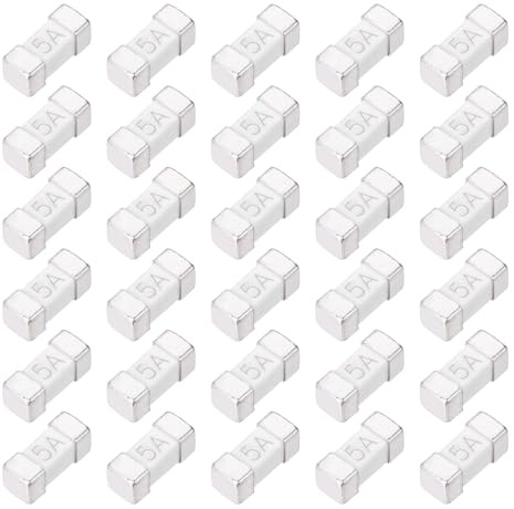 QUARKZMAN 50er Packung Chip Sicherung 125V 5A, Keramik Schnellsicherung Feinsicherung 6.1x2.69mm Quadratische Sicherung für LED-Beleuchtung Batteriegeräte