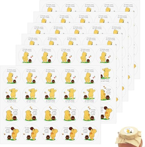SAVITA 120pcs Autocollants en Forme d'Ourson, Étiquettes Mignonnes pour Baby Shower A Little Yummy for Your Tummy Autocollants de Dessin Animé pour Pots de Miel Sachets Cadeaux Bonbons à La Menthe