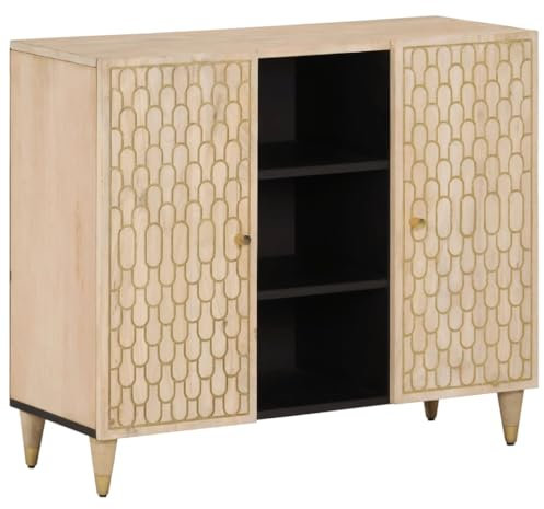 MOBCANT Beistellschrank, Kaffeebar Barschrank Anrichte Mehrzweckschrank Geeignet für Wohnbereich Foyer Schlafzimmer Küche 90x33x75 cm Massivholz Mango