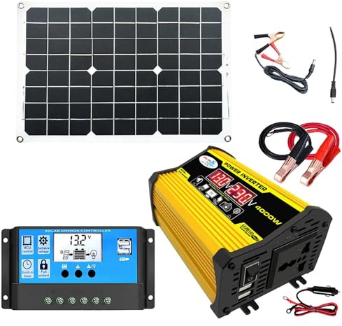 mecanismo De Alimentación Completo - Kit Completo De Energía Solar | Inversor Convertidor | mecanismo De Red Doméstica | Sistemas De Generación De Energía Con Puertos USB Y Pantalla LED