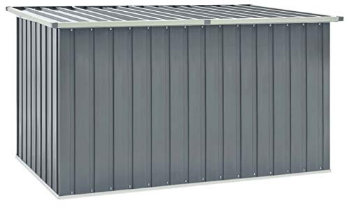 Iiaky Gartenbox Metall Gartenbox wasserdicht XXL Auflagenbox Metall Aufbewahrungsbox Garten Outdoor Box Kissenbox für Garten-Grau-171 x 99 x 93 cm