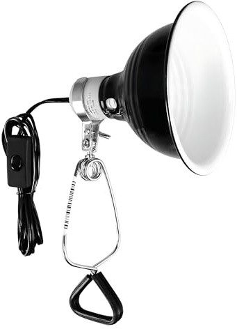 Simple Deluxe Reptile Clamp Dome Lamp, Equipped with 5.5-Inch Aluminum Reflector, Suitable for Amphibian Pet Terrariums Habitat (Without Bulb), 1 Pack, Black