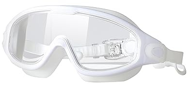 OSRGZRNGR Occhialini da nuoto da donna, a tenuta stagna, ampia vista, senza perdite, per esterni, bianchi, 28 x 15 x 13 cm