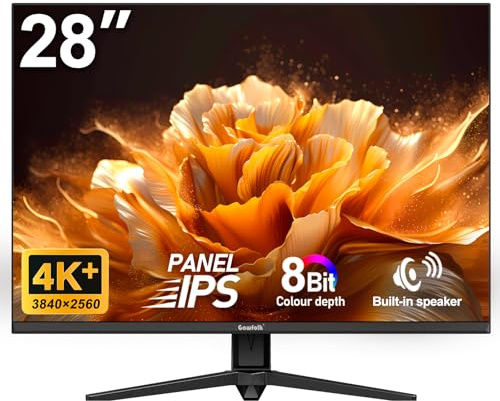 Gawfolk Gaming Monitor 28.5 Zoll 4K 60Hz, IPS PC Bildschirm mit Lautsprecher 3840 x 2560P, Computerbildschirm mit FreeSync, HDMI, DisplayPort, 178° Weiter Betrachtungswinkel, unterstützt VESA 75*75MM