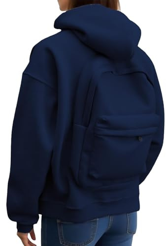 Genérico Sweat à capuche pour homme et femme, grand sac à dos décontracté avec fermeture éclair, veste intégrée, pull à manches longues, veste de sport streetwear