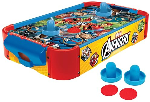 World Tech Toys Marvel Avengers Air Hockey Table for Kids - Wooden Tabletop Game with Puck, Pushers & Air Flow System - Marvel Licensed - Kids 4+