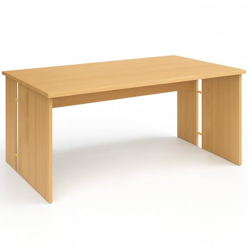 goodsforbusiness Schreibtisch Bürotisch, Holz Buche, 160x80x75cm | Robuster Schreibtisch zum Lernen und Arbeiten, Arbeitstisch, Homeoffice-Tisch, Computertisch 25mm Tischplattenstärke