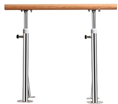 Barre de ballet autoportante réglable - Barre de danse d'intérieur en bois massif pour studio à domicile, barre verticale antidérapante pour le fitness des enfants et des adultes (Argent, 1 m) (A