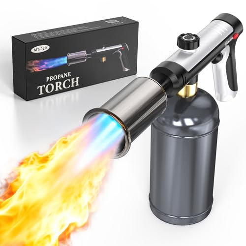 Powerful Propane Torch Gun/Grill Torch Gun,Flamethrower Gun with Safety Lock,Multi-Use Adjustable Flame Gun for Outdoor BBQ, Steak Searing, Campfire Starting(Propane Tank Not Included)