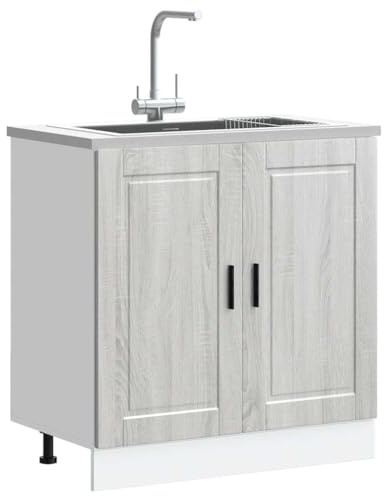 KTHLBRH Mueble Base para Fregadero de Cocina con Amplio Espacio de Almacenamiento y Puertas Prácticas - Material de Madera de Ingeniería Resistente a la Humedad y Patas Ajustables