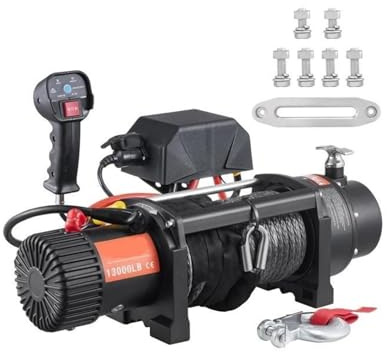 Argano elettrico da 10000/13000 libbre, argano con fune in nylon, ATV telecomando wireless for traino SUV, camion, auto, rimorchio, barca(10000lbs 6.6hp)
