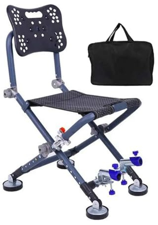 Tragbarer Angelstuhl, 4-beiniger Aluminium-Campinghocker, verstellbare 180°-Rückenlehne, leichter faltbarer Klappstuhl für Outdoor, Strand und Angeln