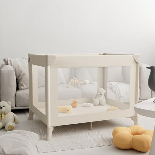 Trimigo Klappbares Baby Reisebett, Mini Laufstall 100×70×70 cm – leichtes Reise-Klappbett, nutzbar als Babybett, Spielbereich, Hundelaufstall, Katzengehege, inklusive Tragetasche(Khaki)
