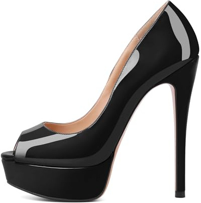 EDEFS Escarpins Plateforme Femme Talon 15 cm Talons Aiguilles Élégants Chaussures De Soirée Et Cérémonie Noir EU36