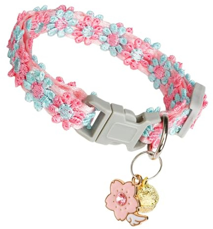 Blomsterkatt Halsband,Mjukt Spetsblomster Justerbart Sött Halsprydnad Med Bjällra | Spets Katthalsband | för Utomhusbruk, Resor, Trädgården, Camping, Inomhusbruk, Sommaren, Våren, Trädgården