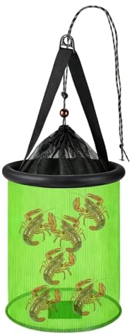 Floating Fish Basket Foldable Heavy Duty Net Basket | Live Bait Bucket for Trout Crappie Pike Crayfish Worms Fresh Water Deep Sea Saltwater Boat Surf Inshore Offshore Pond River