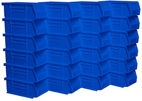 Akro-Mils 30220 AkroBins Plastic Storage Bins, Space-Saving Stackable Bins for Garage, Pantry, Craft Organization, 18,7 cm x 10,5 cm x 7,6 cm, Blue, 24-Pack