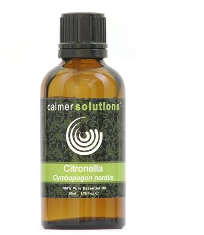 Calmer Solutions | Citronella - 50ml | Headache, colds, Insect Repellent | Pure 100% UK Sourced Natural Essential Oils | Professional or Home use | Diffusers, Humidifiers, Candles & More
