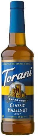 Torani Hazelnut Syrup - Sugar Free Coffee Syrups (750ml) - Classic Hazelnut Coffee Syrup Flavouring for Lattes, Iced Coffees & Tea Beverages - Zero Sugar, No Calorie, No Carb & Vegan-Friendly