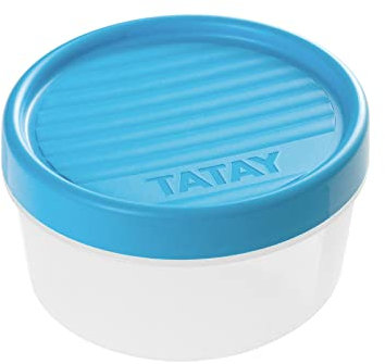 TATAY Contenitore Ermetico per Alimenti, Capacità 0.5L, Coperchio a Vite, Senza BPA, Adatto al microonde e lavabile in lavastoviglie, Colore Blu. Misure: 12 x 12 x 6,6 cm