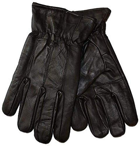 New Mens Thermal Lined Super Soft Fine Leather Warm Winter Dress Gloves Available in Black & Brown (Black Medium/Large)