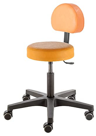 Prova Nova GmbH Roll- und Drehhocker Comfort Swing 4410, Sitzhöhe ca. 46-59 cm, Rundsitz mit Rückenteil, Rollen/Bodengleiter:weiche Radbandage, Polsterdekor:Dekor mais