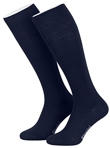 Piarini 39-42 4 Paar Damen Kniestrümpfe lang - Baumwollstrümpfe ohne Gummibund - Damenstrümpfe Baumwolle marine