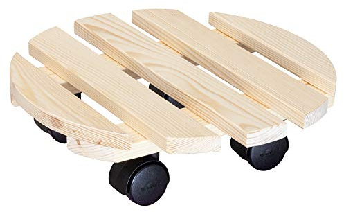 WAGNER Pflanzenroller PALETTI Ø 30 x 8 cm I Pflanzenroller für Innenbereich I Blumenroller aus FSC®-zertifiziertem Massivholz, Natur I Kübelroller aus Holz I Tragkraft 100 kg - 20001801