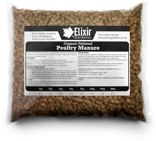 Elixir Gardens Chicken/Poultry Manure Pellets | Organic Fertiliser | 5kg Bag | Treats up to 125 sqm