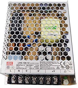 Mean Well LRS-100-12 - Fuente de alimentación (8,5 A, 102 W, 12 V, CC), color blanco