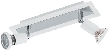 EGLO LED Deckenlampe Sarria, 2 flammige Deckenleuchte | Deckenstrahler aus Metall, Wohnzimmerlampe in Weiß, Chrom, Spots inkl. GU10 Leuchtmittel, warmweiß