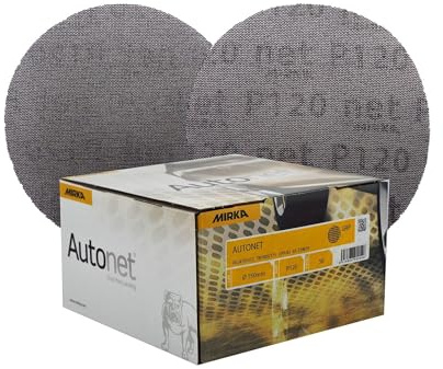 Mirka Autonet 150mm 6 Sanding Mesh Disc P120 Grit 1 Box (50 Discs) Paintwork Dust Extraction For Paint stripping/Removal/Paint Sanding/Lacquers/Plaster/Putty/Plastics/Body filler/Primer/Glass fibre