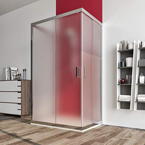 Box doccia cabina 3 tre lati 80x100x80 cm porta scorrevole vetro anticalcare opaco 6mm. Palma
