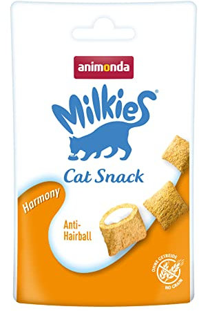 animonda Milkies Katzensnack mit Milch - Harmony (12 x 30g), getreidefreie Knusperkissen Milch Katzensnacks für erwachsene Katzen