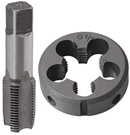 BQLZR BSP Gewindeschneider aus legiertem Stahl, 1/2 Zoll + HSS-Handgewindebohrer-Set, Gewindewerkzeug für die Bearbeitung von Außengewinden