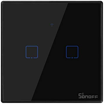 SONOFF Smart Light Switch, WiFi Smart Touch Switch Smart Wall Light Switch Works with Alexa and Google Home, APP Remote Control & 433MHz RF Control, Neutral Wire Required, Black, 1 Gang, T3UK2C