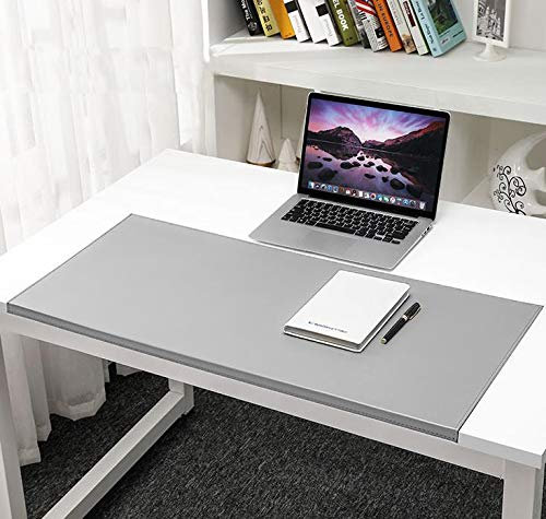 Gewinkelte Schreibtischunterlage mit Kantenschutz,Tischunterlage, Laptop Tischunterlage, wasserdichte Schreibunterlage, Leder 70x48 Grau