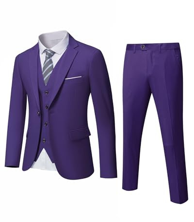 YND Herr Slim Fit 3-delad kostym, en knapp solid jacka väst byxor set med slips