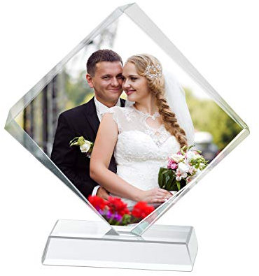 Personalisiertes Glasfoto Kristallglas Fotorahmen mit Basis Kreatives Glasbild Kinder Familie Liebespaar Haustier Fotogeschenk Desktop Fotoanzeige Dekor Geburtstag Valentinstag Weihnachten Geschenk