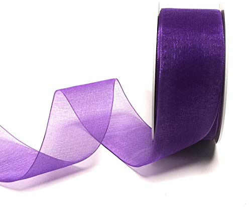 Schleifenband 25m x 40mm Lila Organza Organzaband Chiffonband Webkante [3493]
