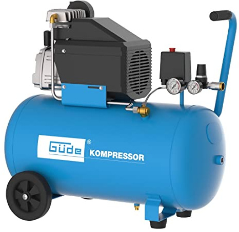 Güde Kompressor 260/10/50 (1500 W, 50 l Kessel, ölgeschmiert, max. 10 bar, eff. Liefermenge 130 l/min, Druckschalter, Druckminderer, 2 Manometer, Sicherheitsventil, Druckluftkupplung, Transportgriff)