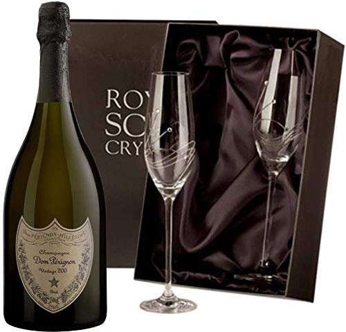 Dom Perignon Brut Vintage Champagne 75cl with 2 Royal Scot Diamante Flutes | 2017 Vintage 75cl 12.5% abv